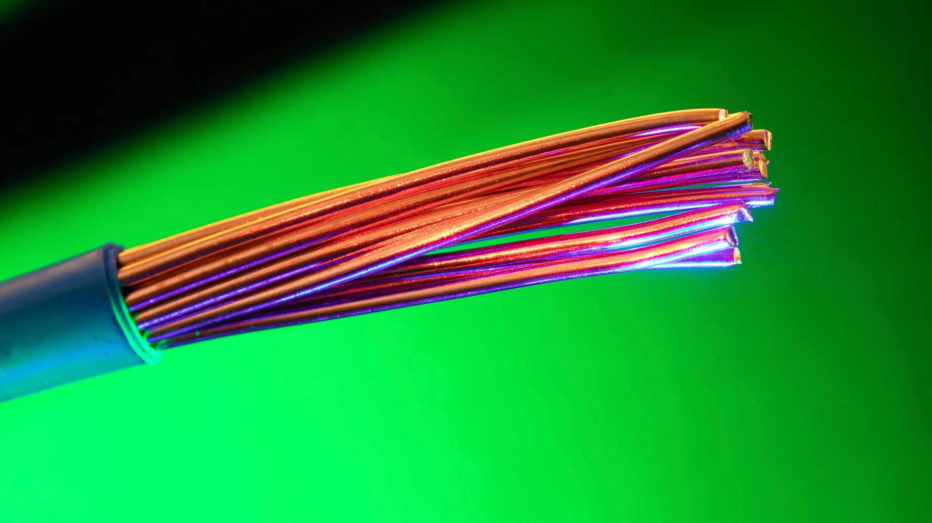 Close-up of colorful copper electrical wires